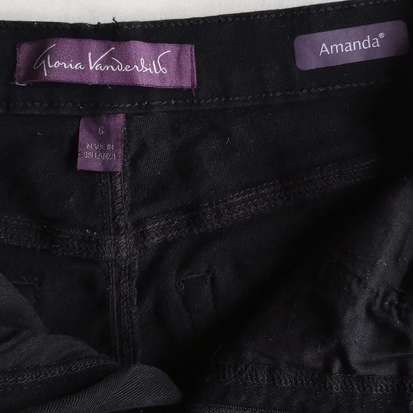 Gloria Vanderbilt Amanda Jeans 6 Straight Leg High Rise Black - Picture 4 of 4
